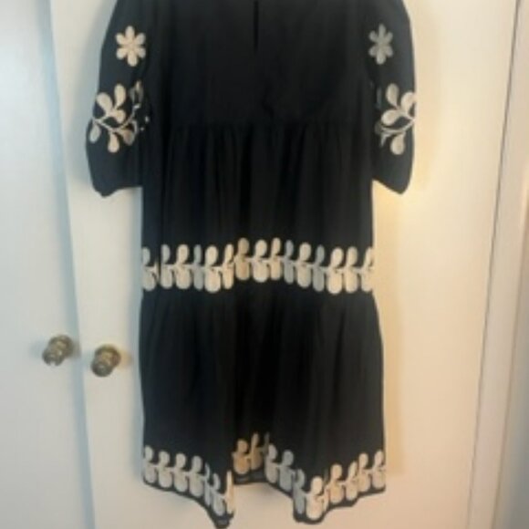 Anthropologie Puff Sleeve Embroidered Midi Dress - Picture 3 of 4